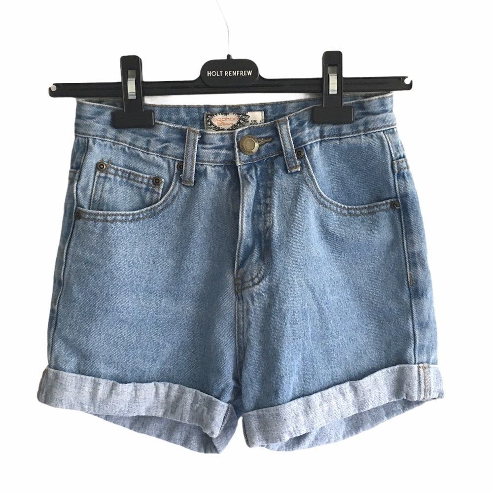 BOOHOO High Waisted Denim Jean Shorts Cuff Blue 2